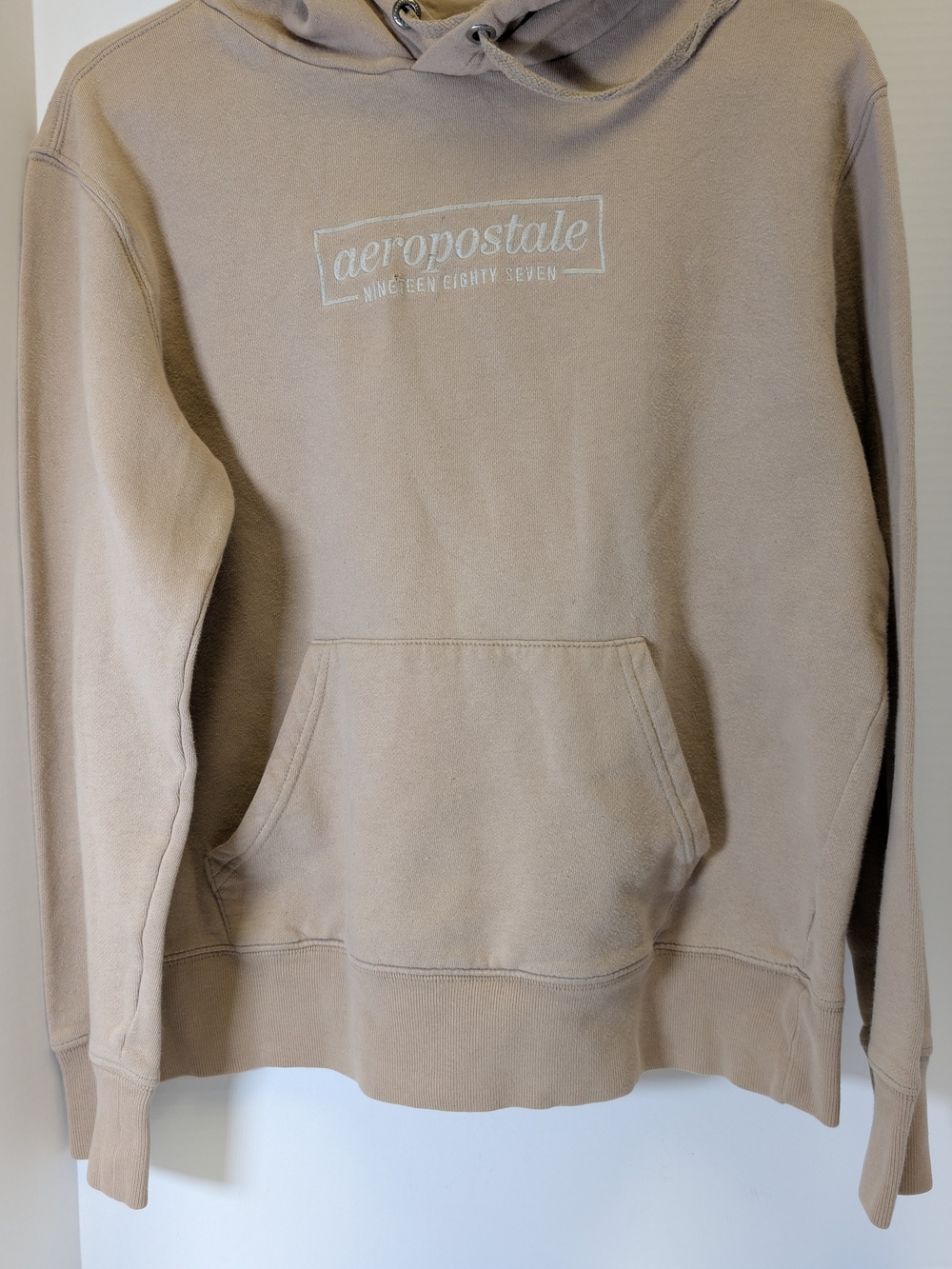 Vintage Y2K Style Aeropostale Embroidered Graphic Hoodie Size S Tan